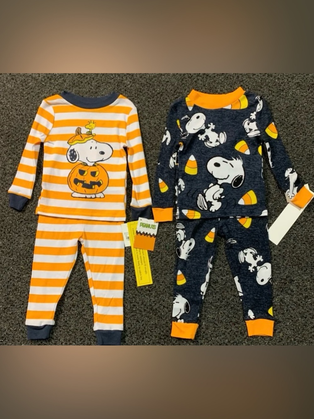 New 2 Peanuts Snoopy boy or girl size 18 month Halloween themed pajama sets